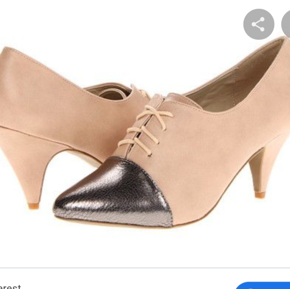 Vicky oxford beige pewter 3 in wrapped cone heel